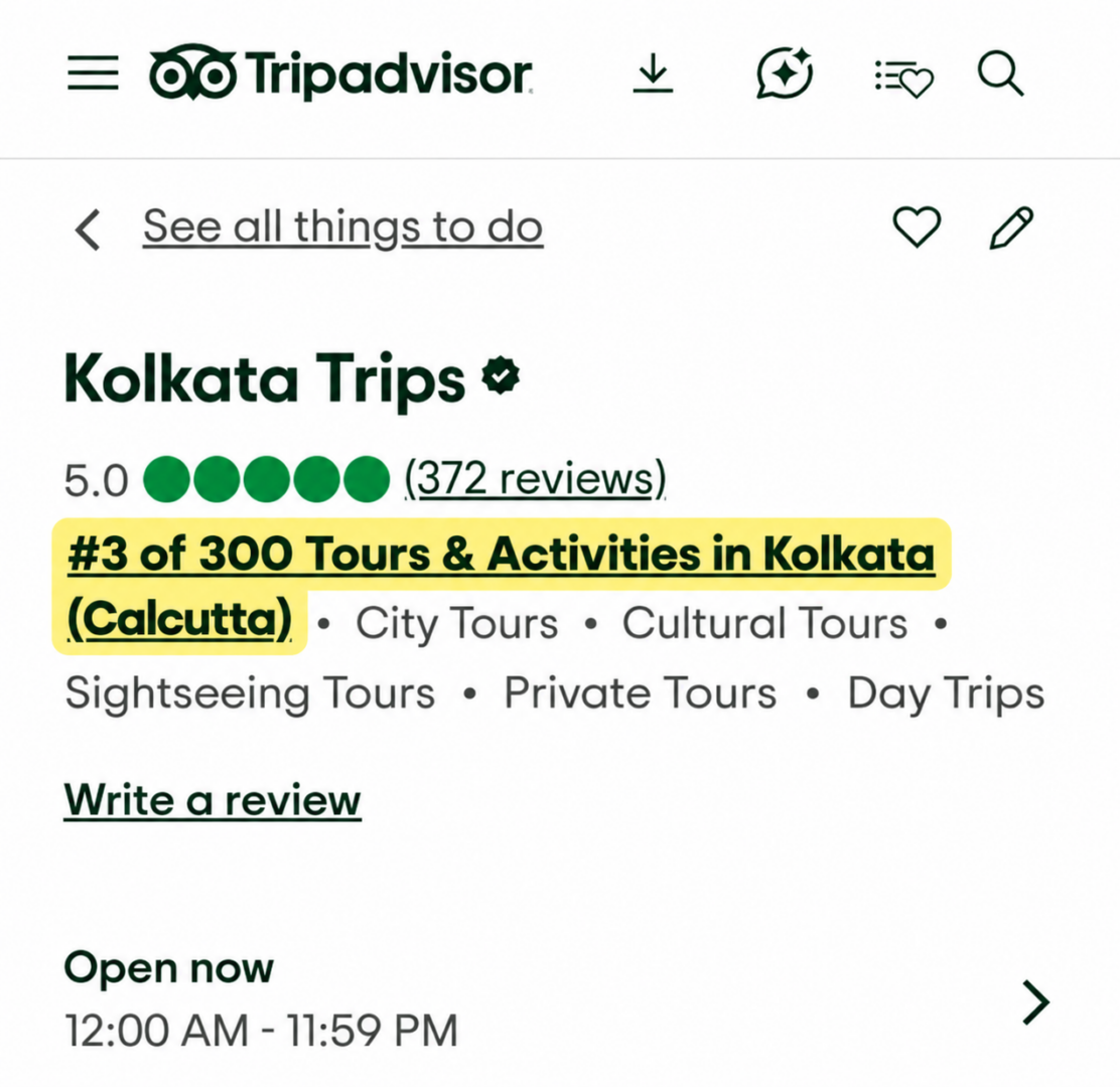 Kolkata Trips Rank 3 of 300 Tours & Activities in Kolkata (Calcutta)